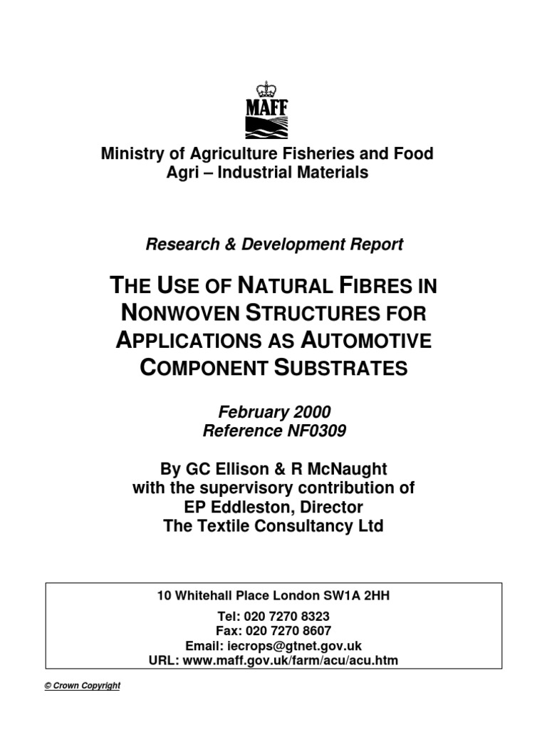Natural Fibre As Non Woven Substrate For Automotive Component | PDF ...