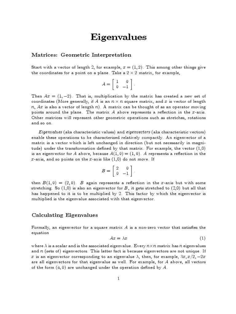 Eigenvalues: Matrices: Geometric Interpretation | PDF | Eigenvalues And ...