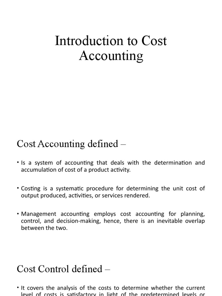 Introduction To Cost Accounting PDF Cost Accounting Inventory