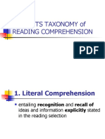 Barretts Taxonomy of Reading Comprehension