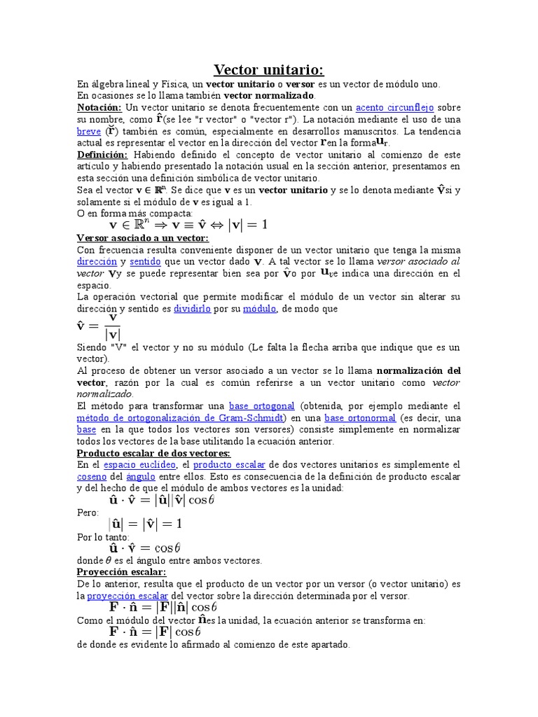 Vector Unitario | PDF | Espacio vectorial | Vector Euclidiano