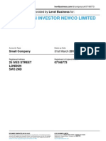 Finchatton Investor Newco Limited: Annual Accounts Provided by Level Business For