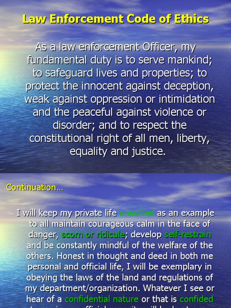 11 10 20 police code of ethics pdf police crime violence