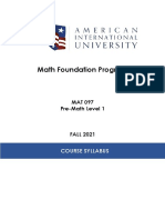 Math Foundation Program: MAT 097 Pre-Math Level 1
