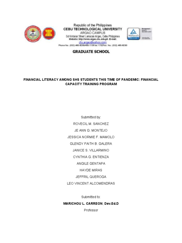 Financial Literacy in Senior High Students | PDF | Financial Literacy ...