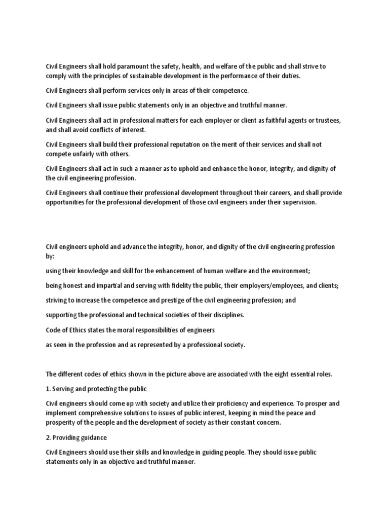 Civil Engineers' Code of Ethics | PDF | Engineer | Civil Engineering