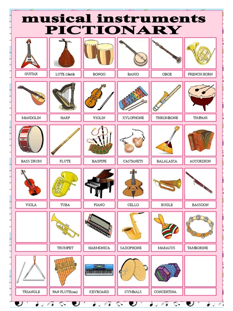 Muscial Instruments Pictionary | PDF