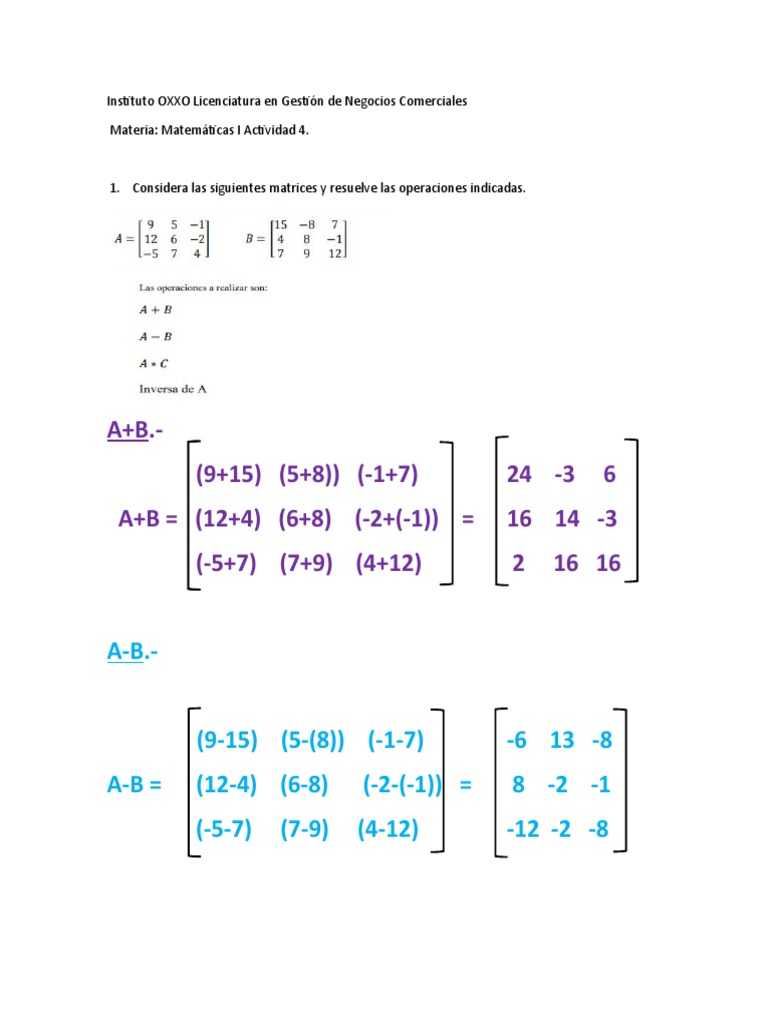 Actividad 4 Matemáticas 1 | PDF