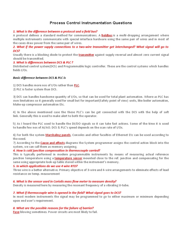 Process Control Instrumentation Questions Pdf Programmable Logic