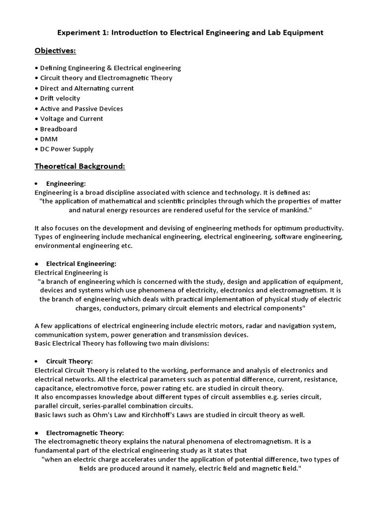 Introduction to Electrical Engineering Concepts | PDF | Electrical ...