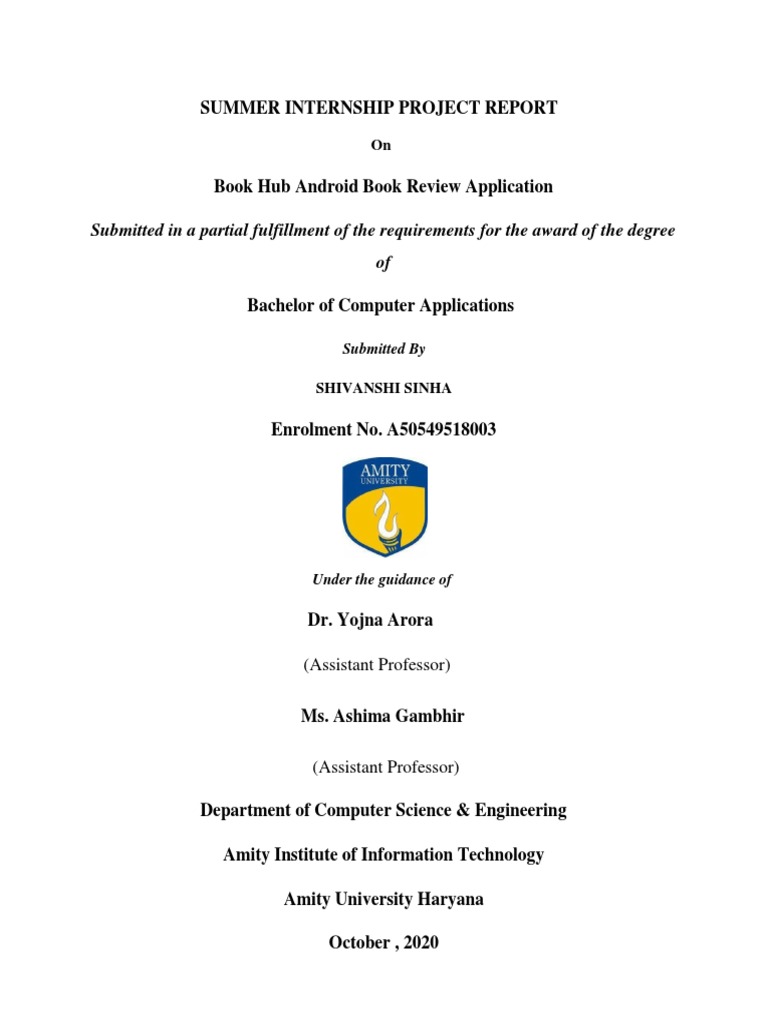 Book Hub Android App Project Report | PDF