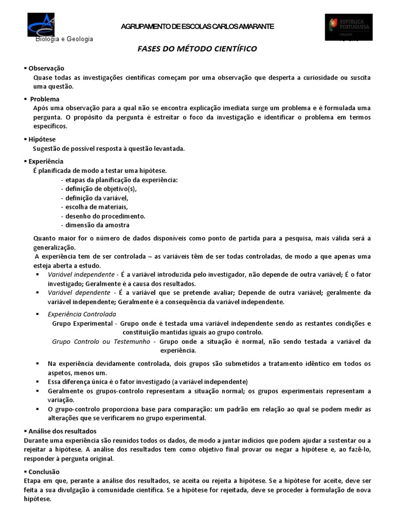 Fases Do Método Científico | Download grátis PDF | Science | Método ...