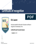 Certificate of Recognition: Eric Lauzon Eric Lauzon