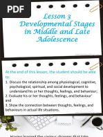 LESSON 3 Developmental Stages in Middle and Late Adoloscent