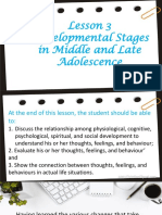 LESSON 3 Developmental Stages in Middle and Late Adoloscent