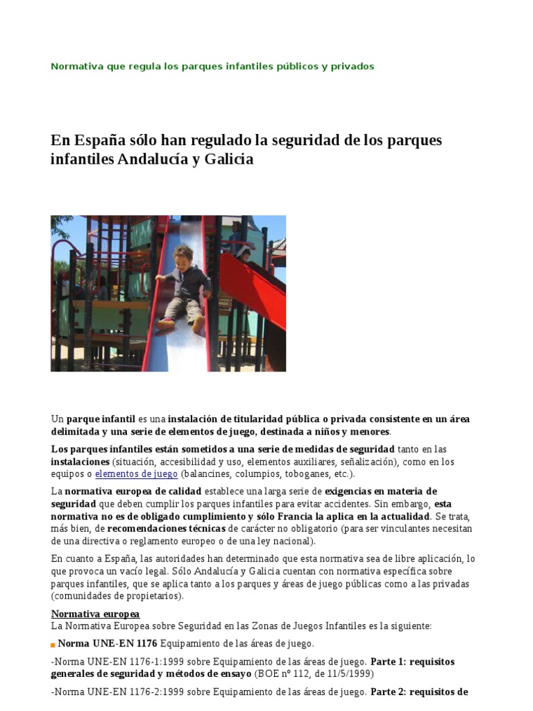 Normativa de Seguridad en Parques Infantiles | PDF | Ocio | Naturaleza