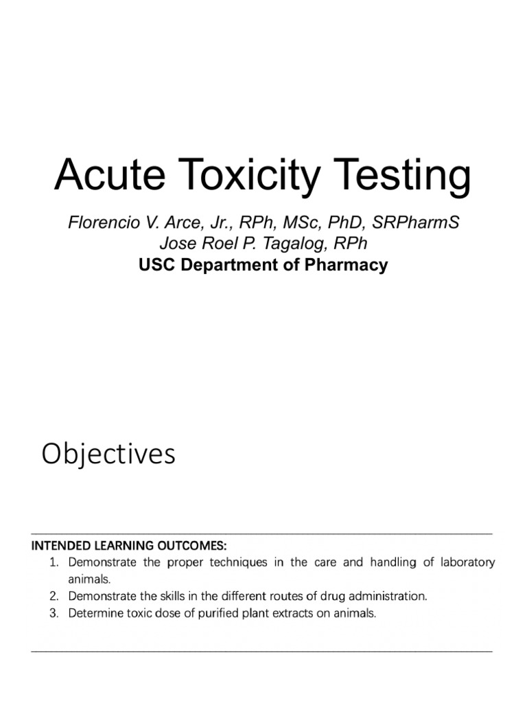 Acute Toxicity Testing Overview | PDF | Toxicity | Health Sciences