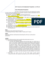 Chapter 1 Defining The Self: Personal and Developmental Perspectives On Self and Identity Lesson 1: The Self From Various Philosophical Perspectives