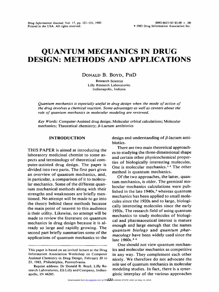 Quantum Mechanics in Drug Design: Methods and Applications: Donald Boyd ...