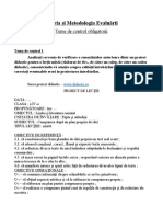 Teme de control obligatorii Teoria și metodologia evaluării