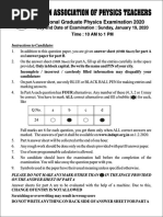 Indian Association of Physics Teachers: National Graduate Physics Examination 2020