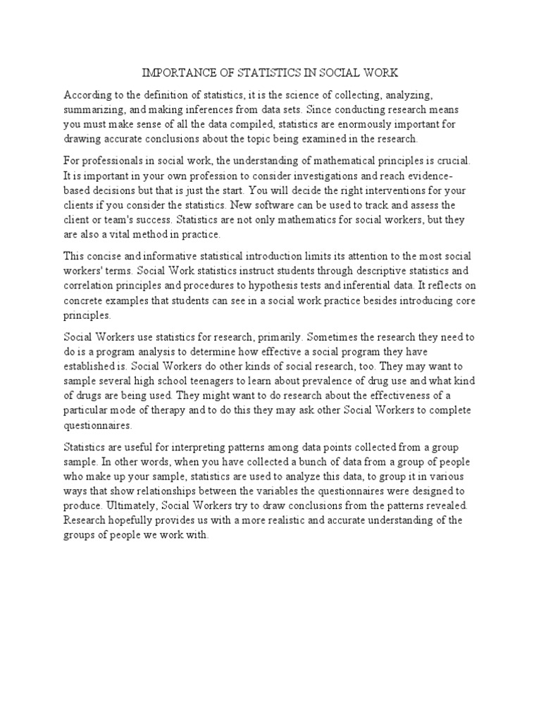 Importance of Statistics in Social Work | PDF