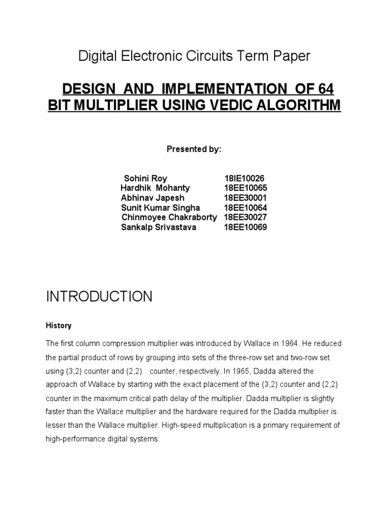 Design and Implementation of 64 Bit Multiplier Using Vedic Algorithm ...