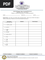 Department of Education: Performance Task in Mathematics 9