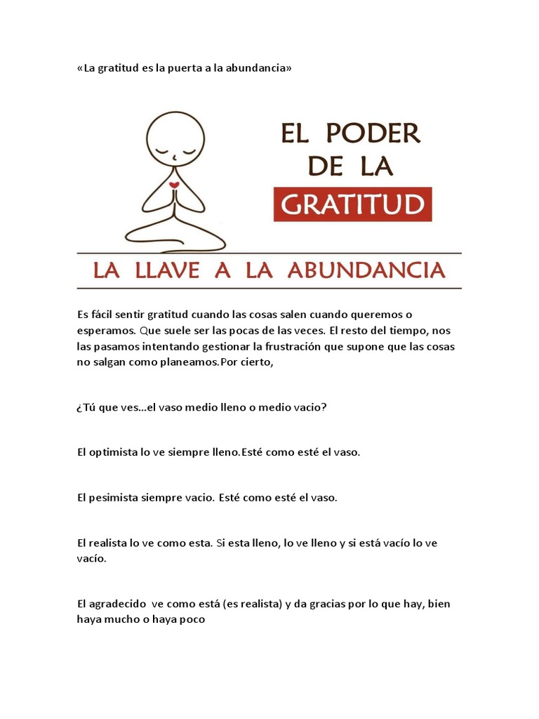 La Gratitud como Llave de Abundancia | PDF