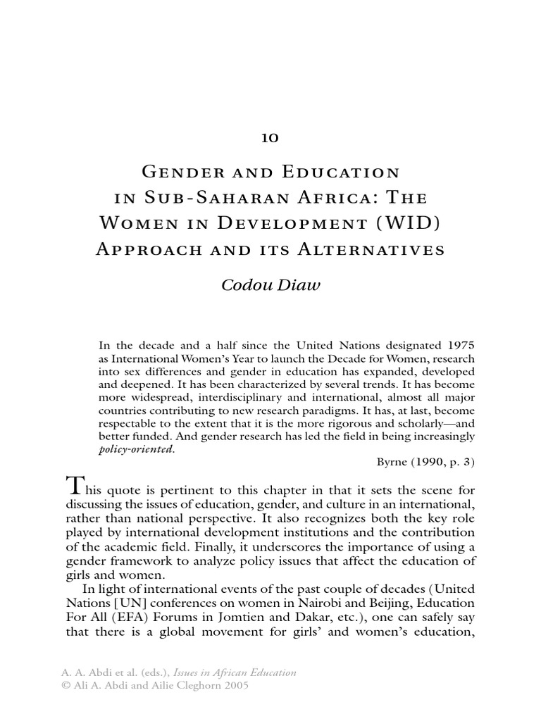 Gender and Education in Africa | PDF | Gender | Gender Studies