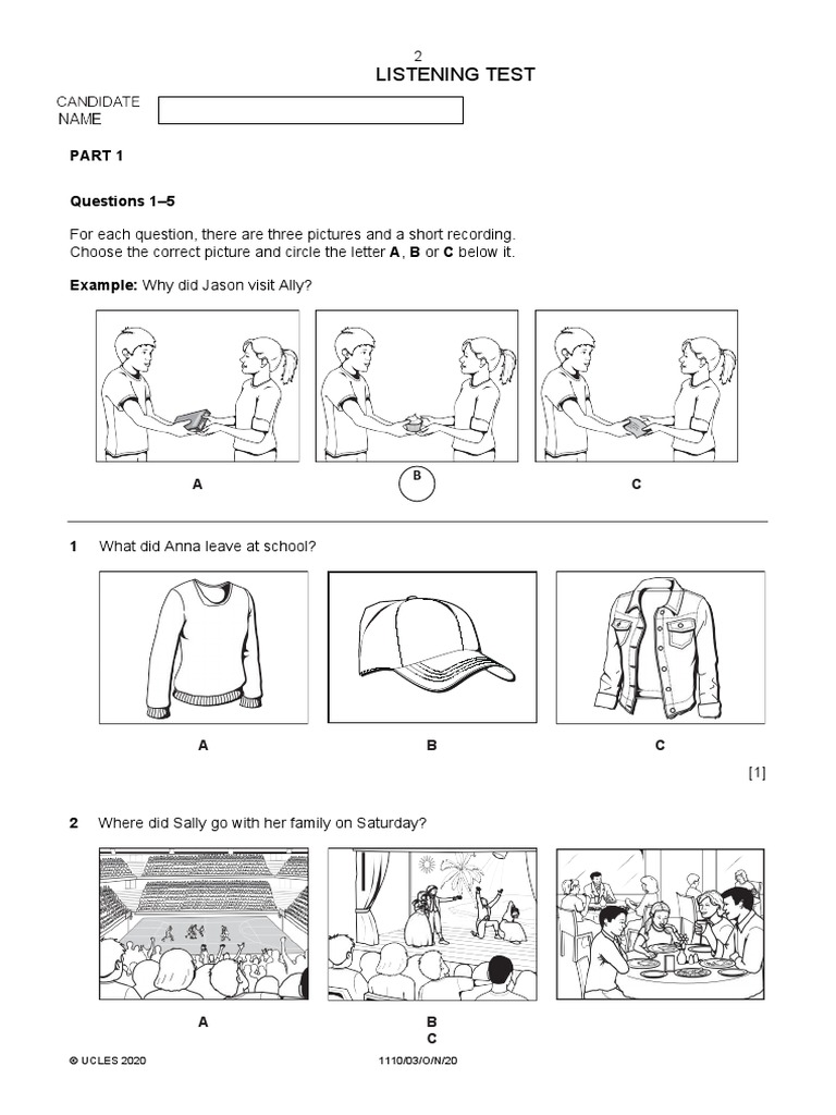 English Paper 3 ListeningPRETEST PDF