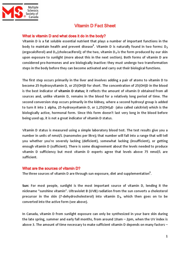 Vitamin D Fact Sheet FINAL EN PDF Vitamin D Vitamin