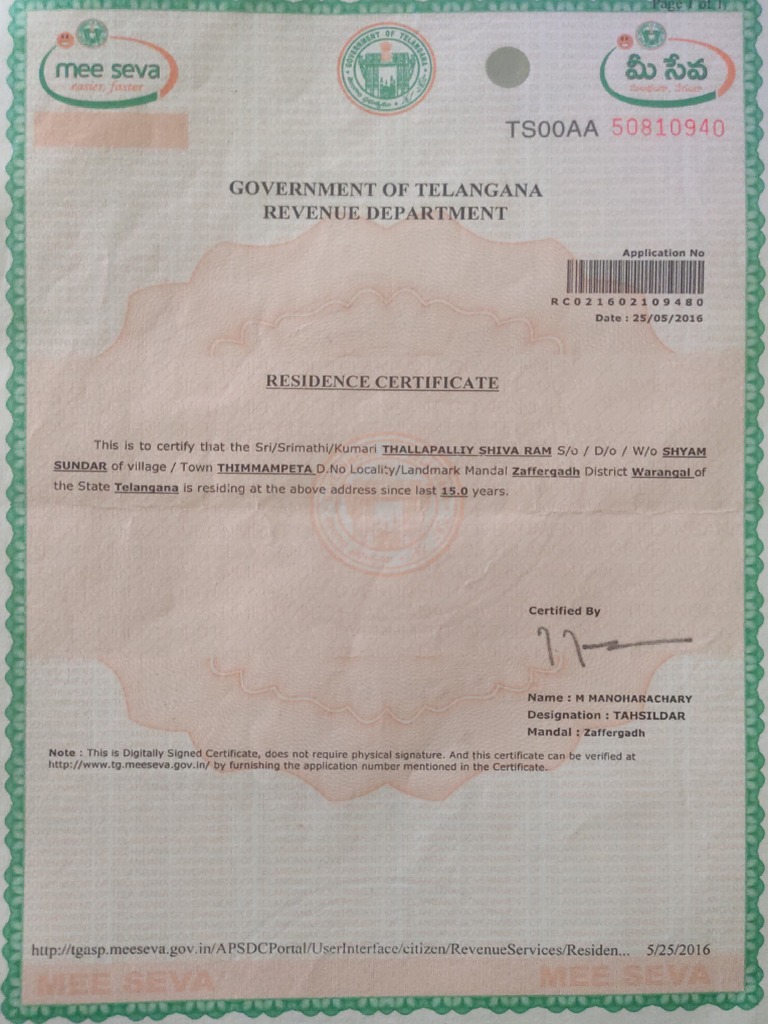 Residential Certificate | PDF
