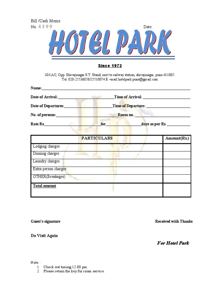 hyderabad hotel bill format in word pdf download