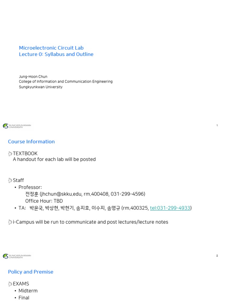 Microelectronic Circuit Lab Syllabus | PDF