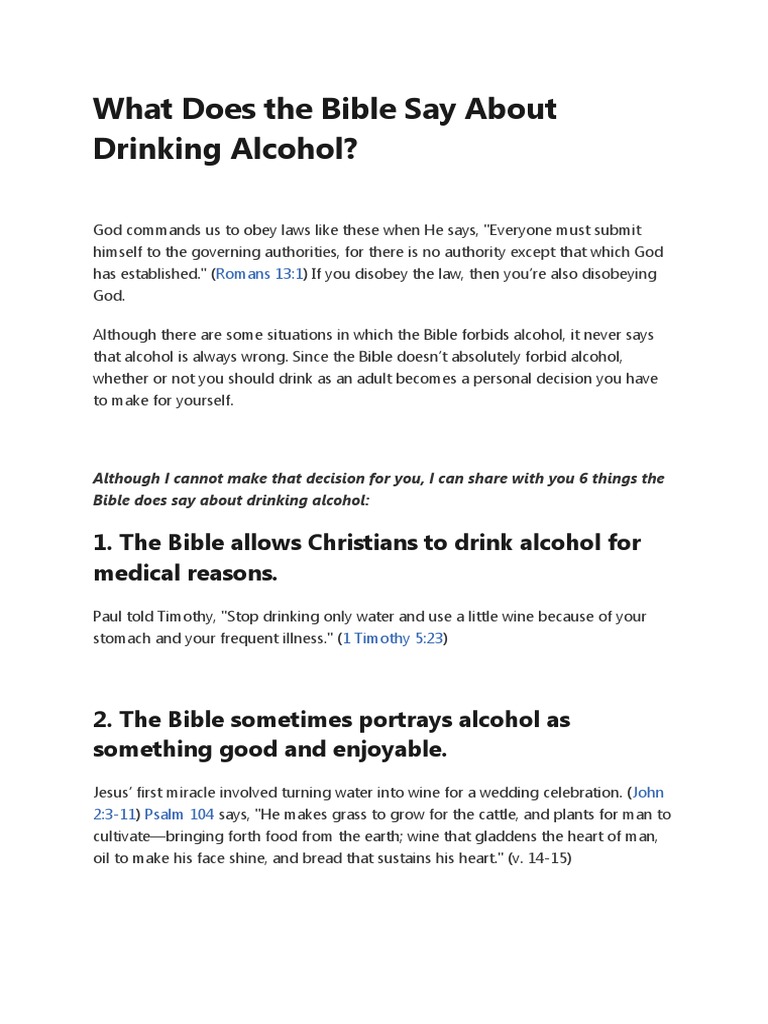 What Does The Bible Say About Drinking Alcohol PDF Epistle To The Romans Alcohol Intoxication