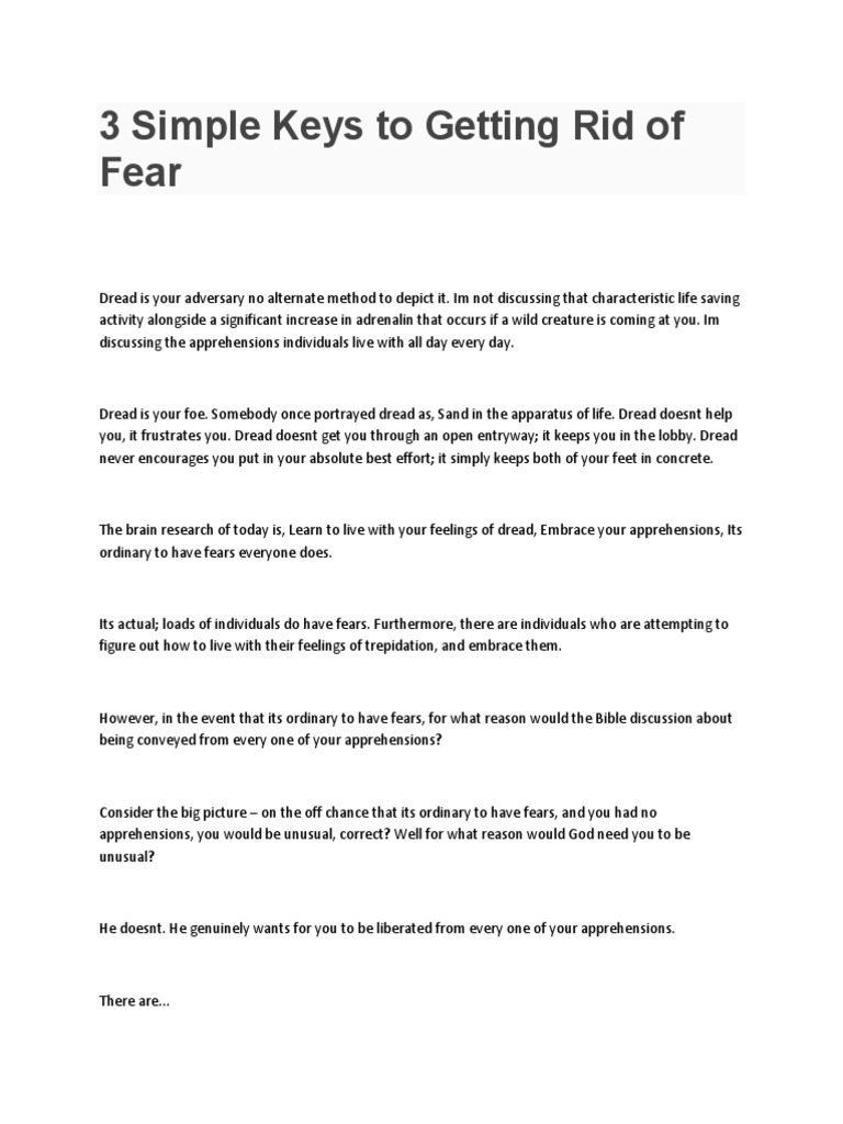 Conquer Fear: 3 Simple Keys | PDF