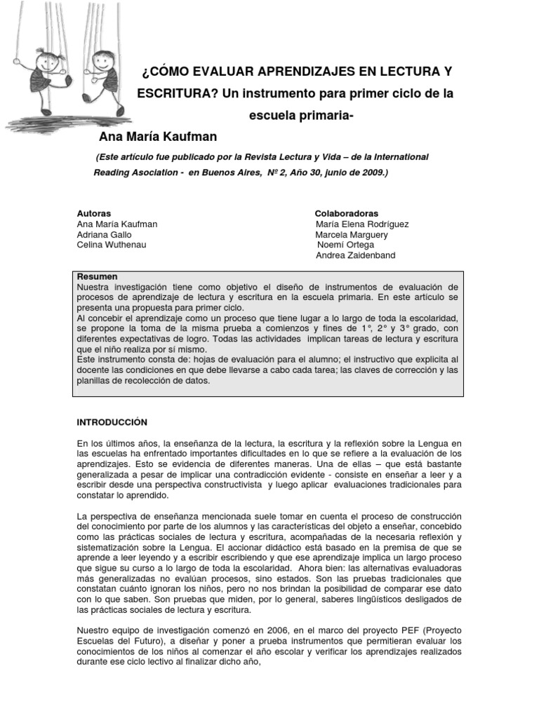 Evaluación de Lectura y Escritura en Primaria | PDF | Evaluación ...