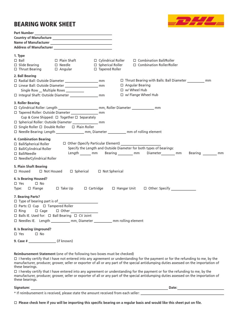 Bearing Classification Worksheet | PDF | Bearing (Mechanical) | Machines