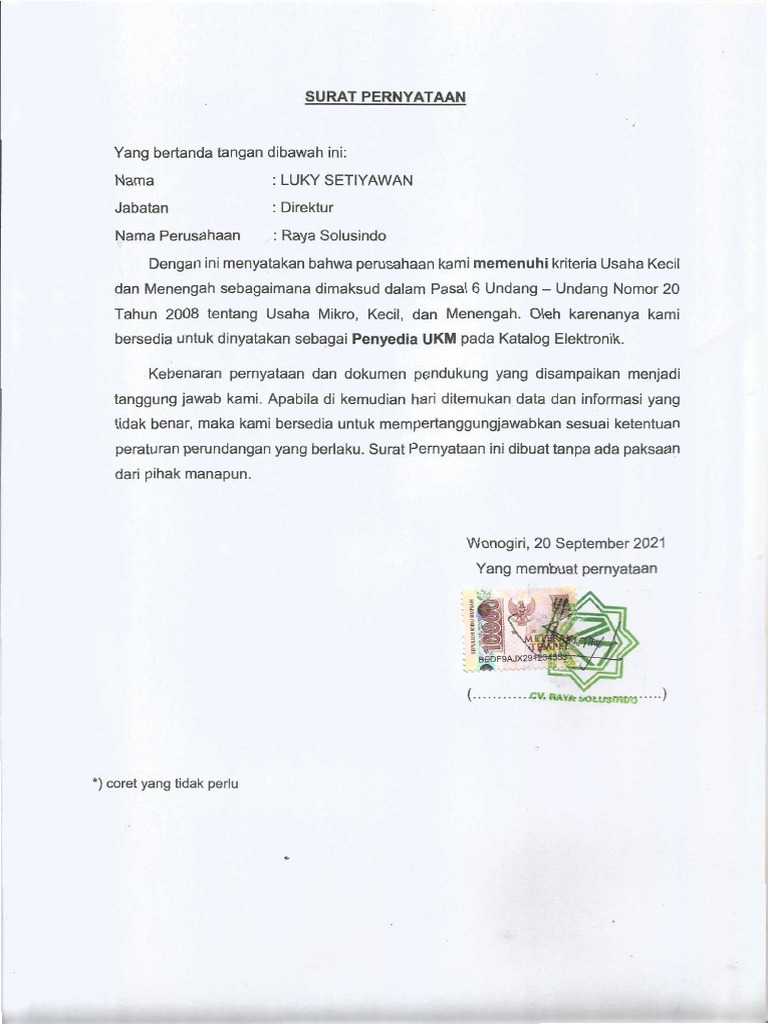 Surat pernyataan e katalog pdf