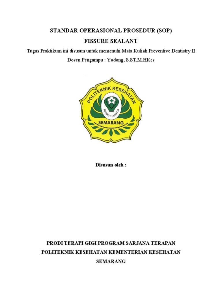 Sop Fissure Sealant PDF