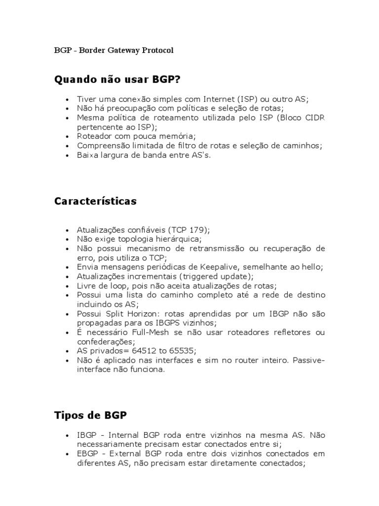 BGP - Border Gateway Protocol | PDF | Protocolos de camada de rede ...
