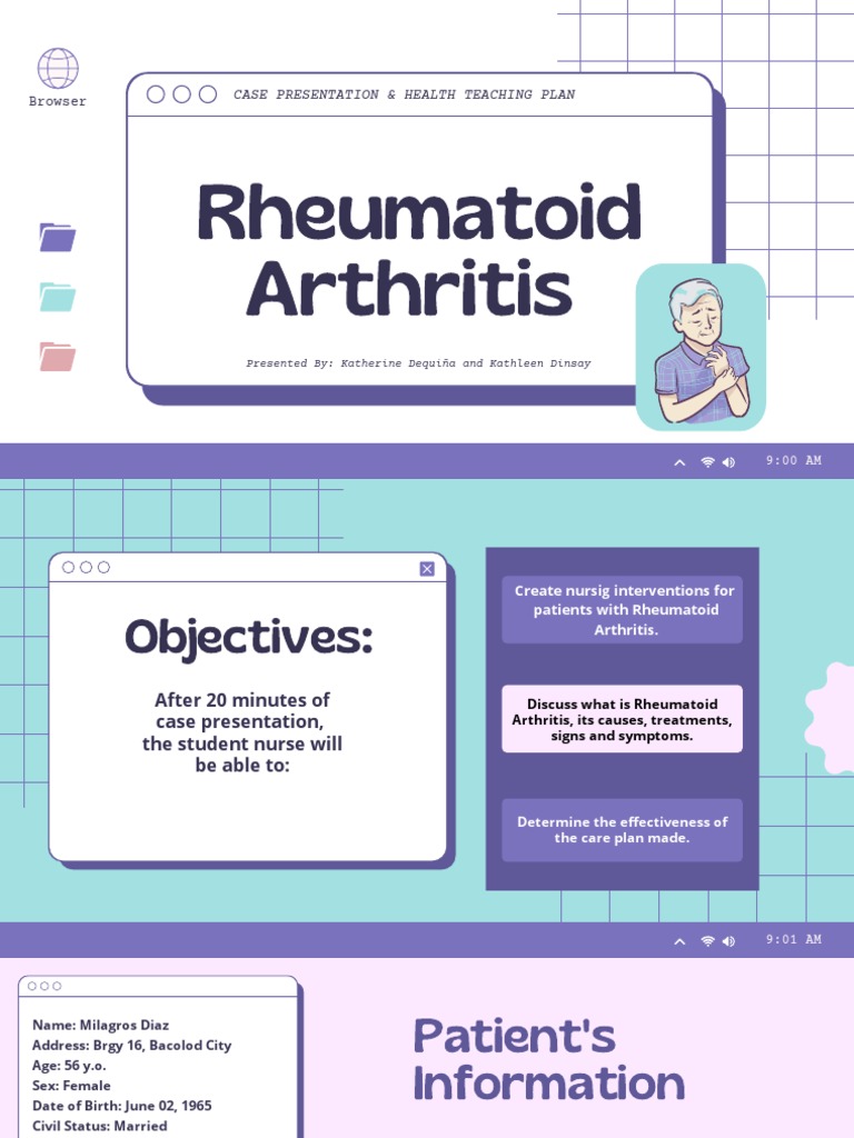 Rheumatoid Arthritis Case Presentation & Health Teaching Plan PDF
