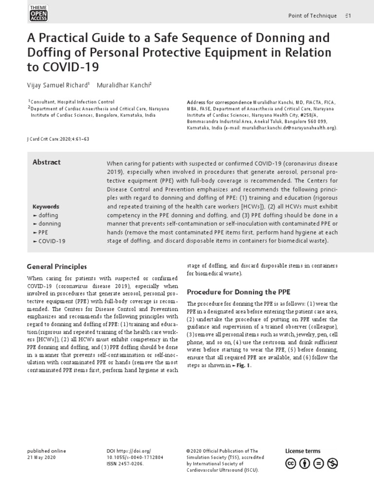 Donning and Doffing of Ppe | PDF | Personal Protective Equipment ...