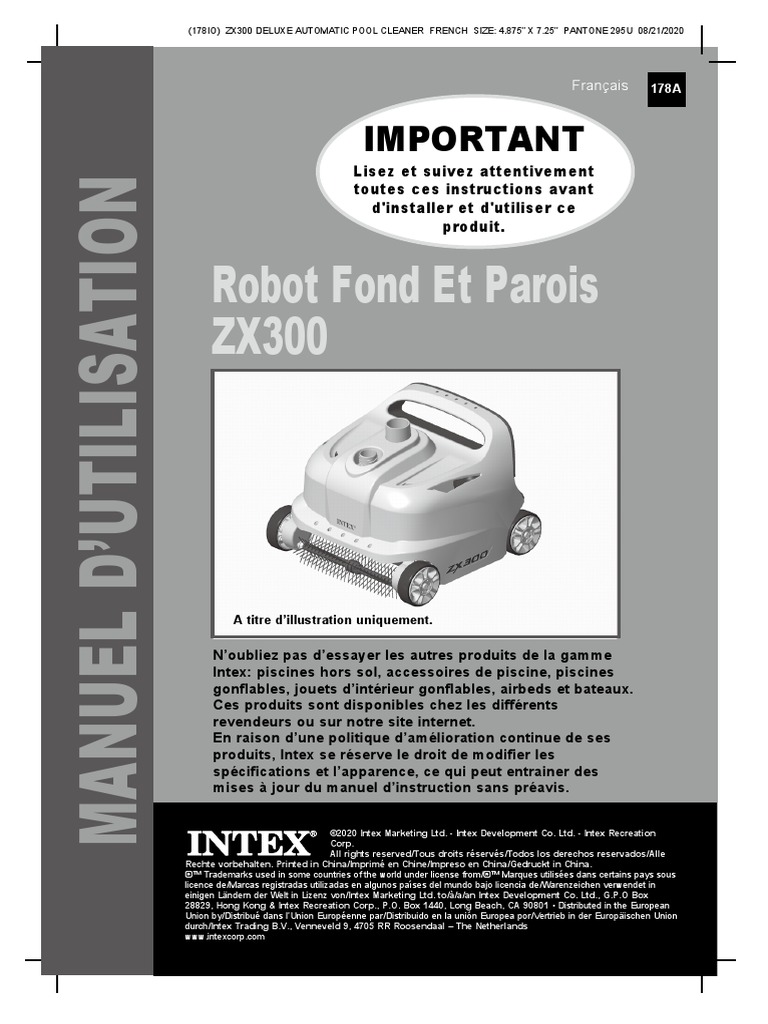 Robot piscine tubulaire Intex ZX300 nettoyage fond et parois