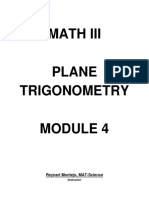 Math Iii Plane Trigonometry: Reynart Montejo, MAT-Science