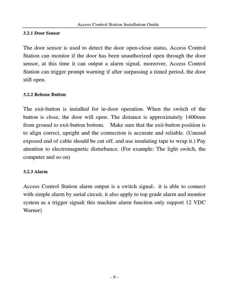 3.2.1 Door Sensor: Access Control Station Installation Guide | PDF