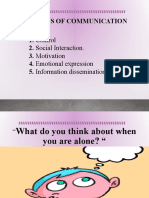 Functions of Communication 1. Control 2. Social Interaction. 3. Motivation 4. Emotional Expression 5. Information Dissemination