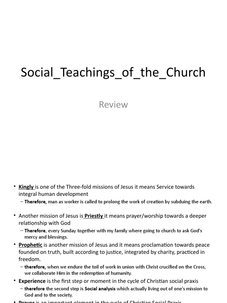 Social Teachings of The Church Review 1 | PDF | Eucharist | Jesus
