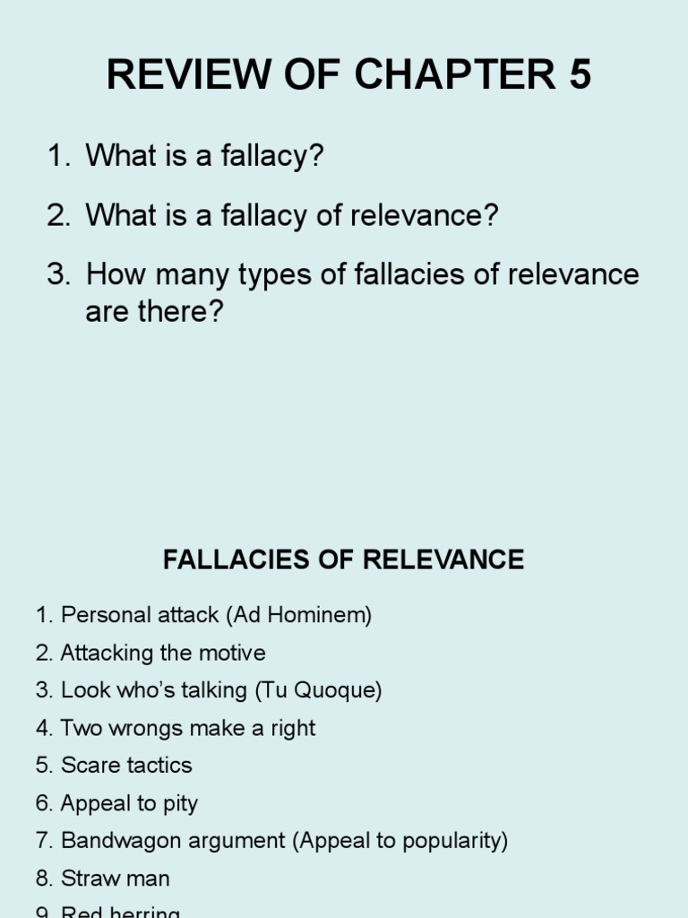 Types of Fallacies of Relevance | PDF | Fallacy | Philosophical Methodology